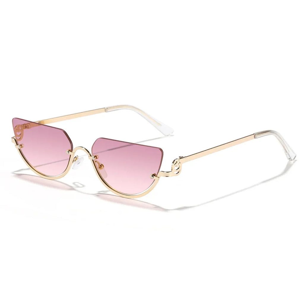 TOYEARN Cat Eye Sunglasses Women – Vintage UV400 Half Frame Cat Eye Sunglasses SWANS Purple Pink
