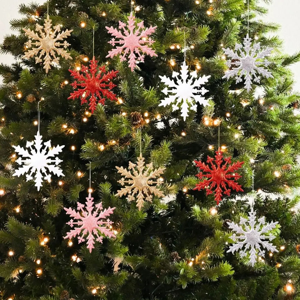 6-Pack 3D Snowflake Christmas Tree Ornaments – Glossy Shimmer Christmas Tree Ornaments SWANS