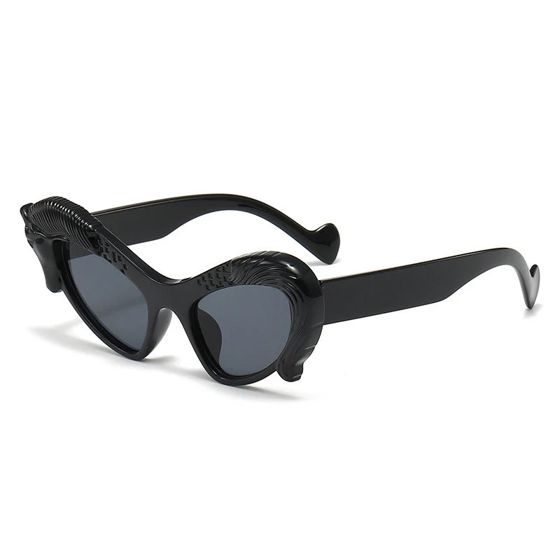 TOYEARN Cat Eye Sunglasses Vintage Punk UV400 Shades Unisex Fashion Sunglasses SWANS Black Black As the picture