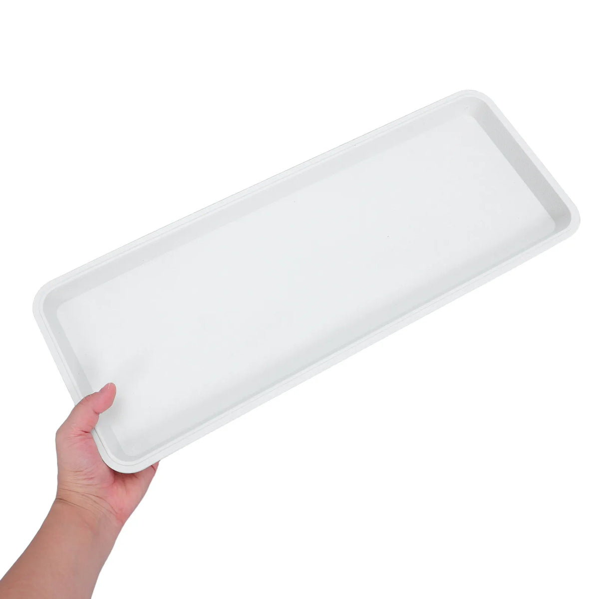 Rectangular Plastic Plant Tray – White Flower Pot Drip Saucer Plant Drip Tray SWANS