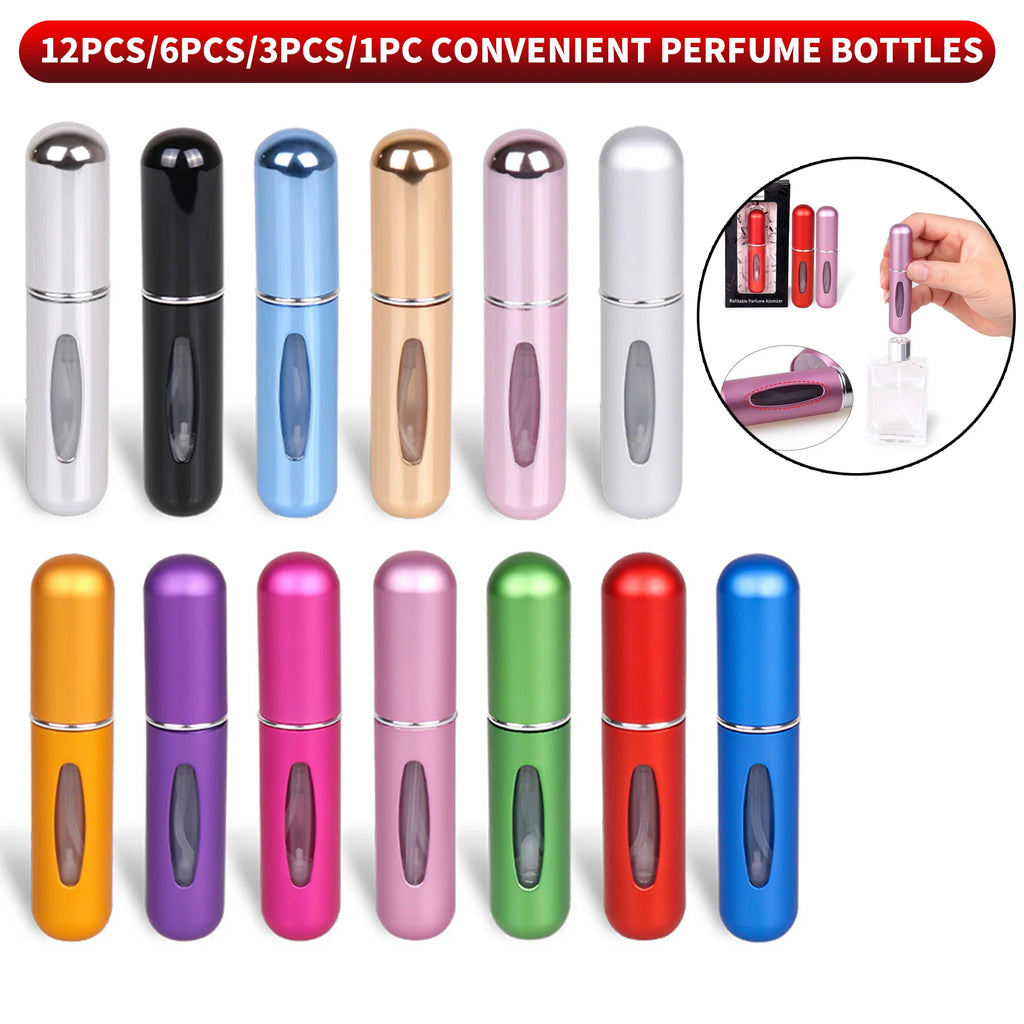 5ml Refillable Perfume Atomizer Bottles – Aluminum Base 1–12 Pack Perfume Atomizer Bottle SWANS