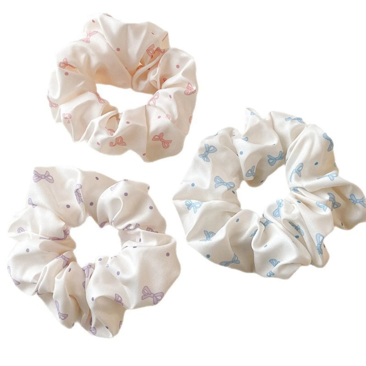 Sweet Bow Satin Scrunchie – Cute Elastic Hair Tie for Girls Satin Hair Scrunchie SWANS