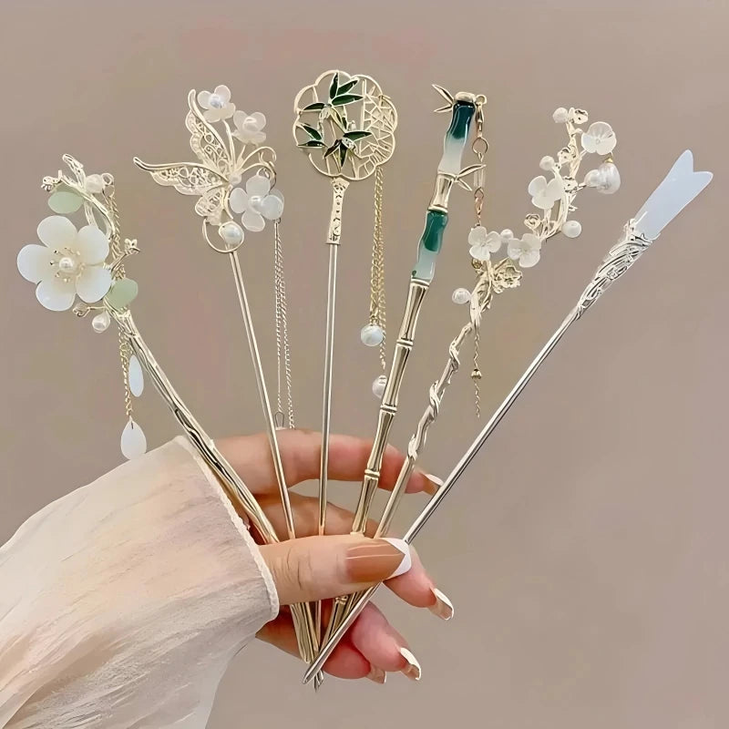 Chinese Tassel Hair Stick & Floral Hairpin for Women | Elegant Hair Stick Hairpin SWANS