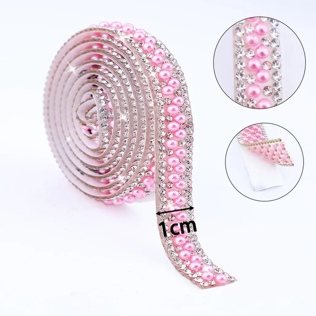 Self-Adhesive Pearl Rhinestone Trim Tape for DIY Crafts Rhinestone Trim Tape SWANS 8-91.44x1 cm