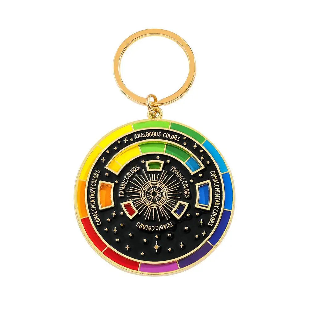 Rotatable Rainbow Color Wheel Keychain – Artist Gift Keyring Novelty Keychain SWANS black