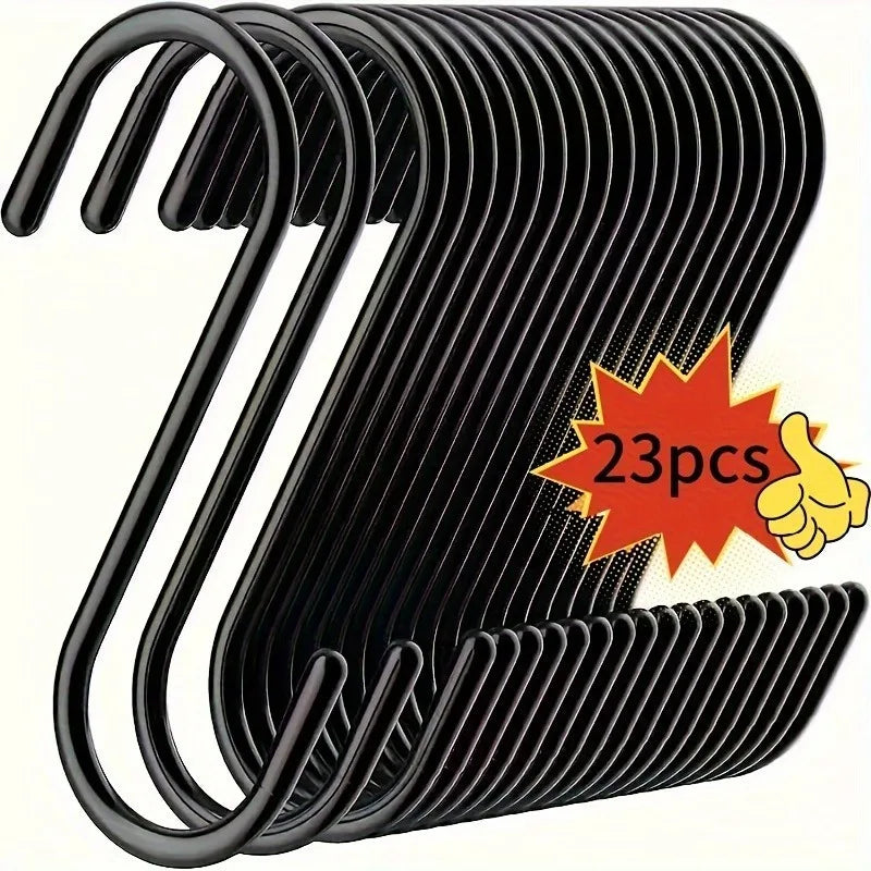 SWANS 23-Piece Black Stainless Steel Multifunction Hooks Set Wall Hooks Set SWANS