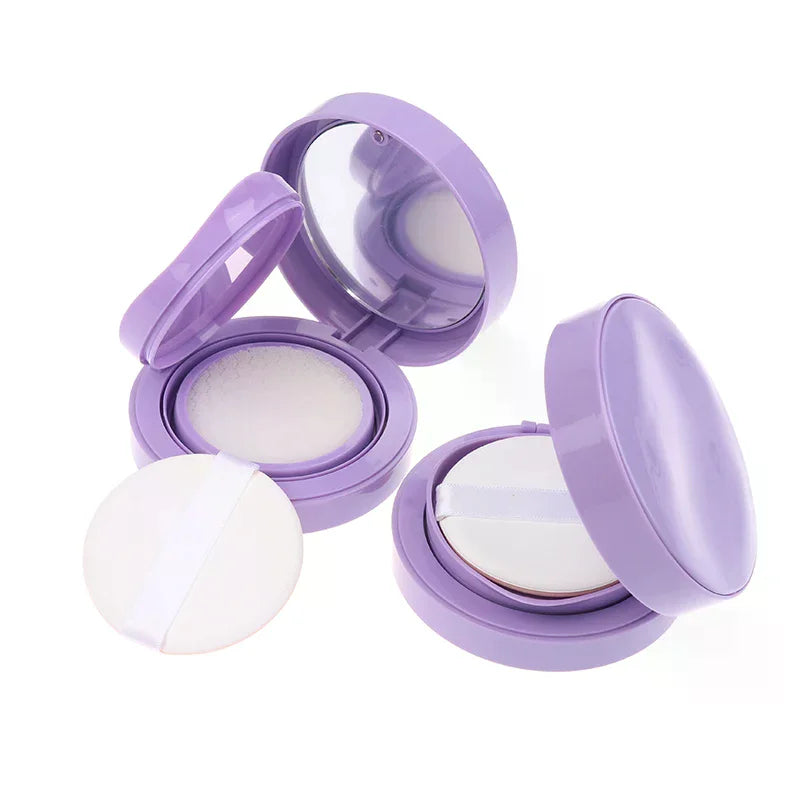 Purple Air Cushion Foundation DIY Case with Mirror & Sponge Makeup Compact Case SWANS