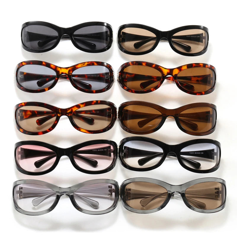 TOYEARN Y2K Punk Sunglasses UV400 Windproof Curved Lens Unisex Fashion Sunglasses SWANS