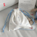 Bowknot Drawstring Makeup Bag – Large Cosmetic Pouch Cosmetic Drawstring Bag SWANS Blue S
