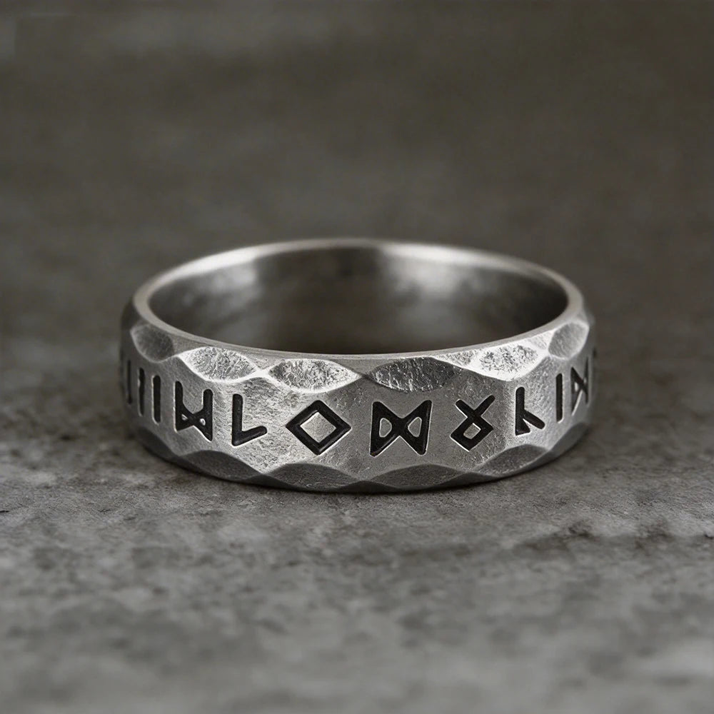 Men's Viking Rune Stainless Steel Ring – Punk Vintage Silver Men's Fashion Ring SWANS