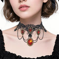 Gothic Black Lace Choker Necklace & Bracelet Set | Faux Gem Jewelry Set SWANS necklace