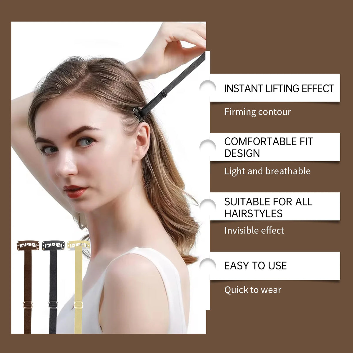 Eelhoe Invisible Face Lift Tape – Elastic Contouring Strap Face Lift Tape SWANS