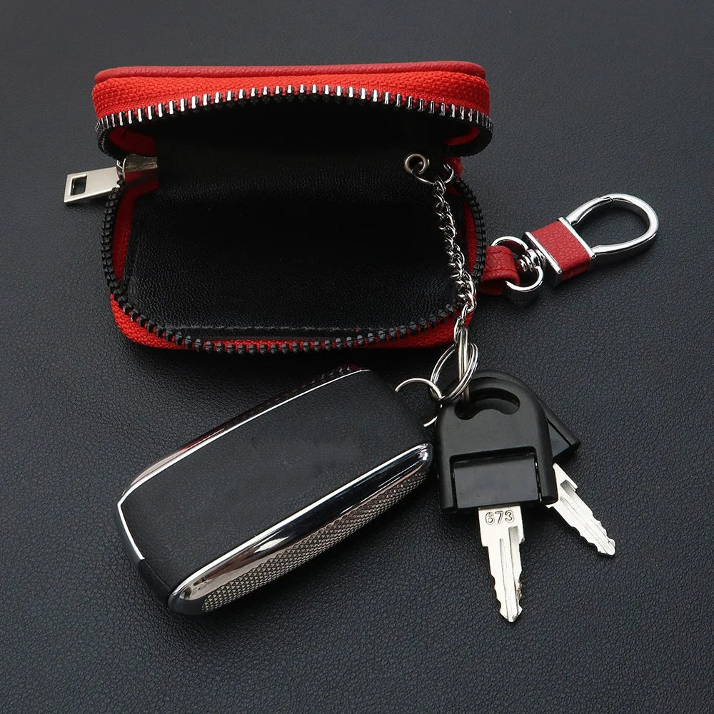Unisex PU Leather Key Wallet Organizer – Zipper Key Case Key Wallet Organizer SWANS