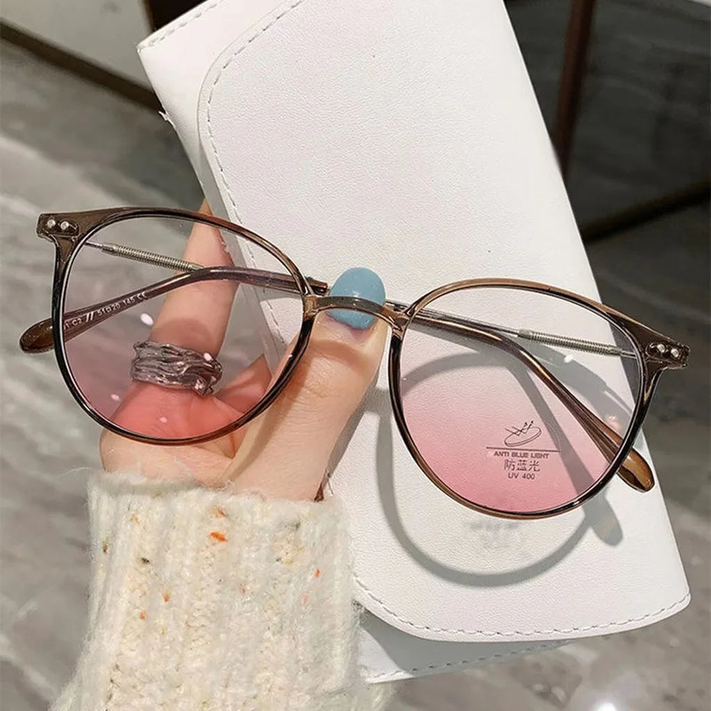 Ultra-Light Anti-Blue Light Glasses UV400 Full Rim Frames Eyeglass Frames SWANS Brown Gradient Pink