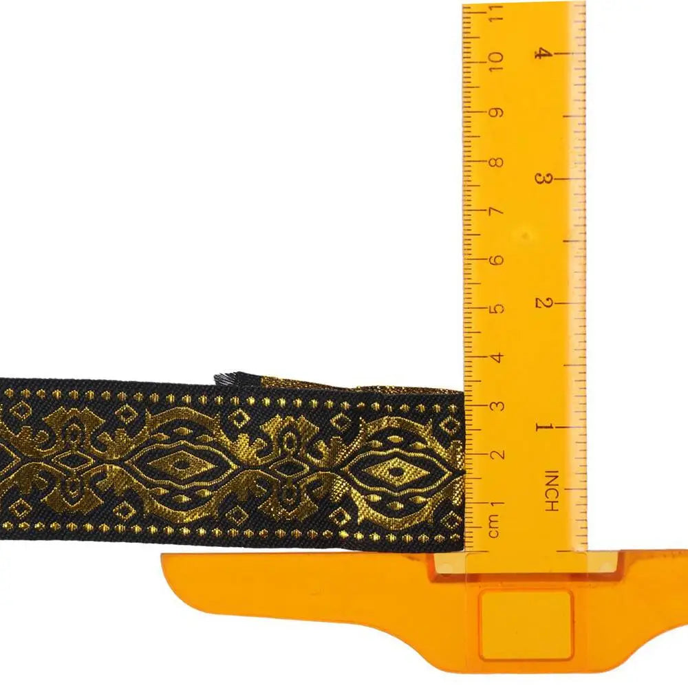7.6 Yards Jacquard Woven Ribbon 1.3" Wide – Gold Floral Trim Jacquard Woven Ribbon SWANS