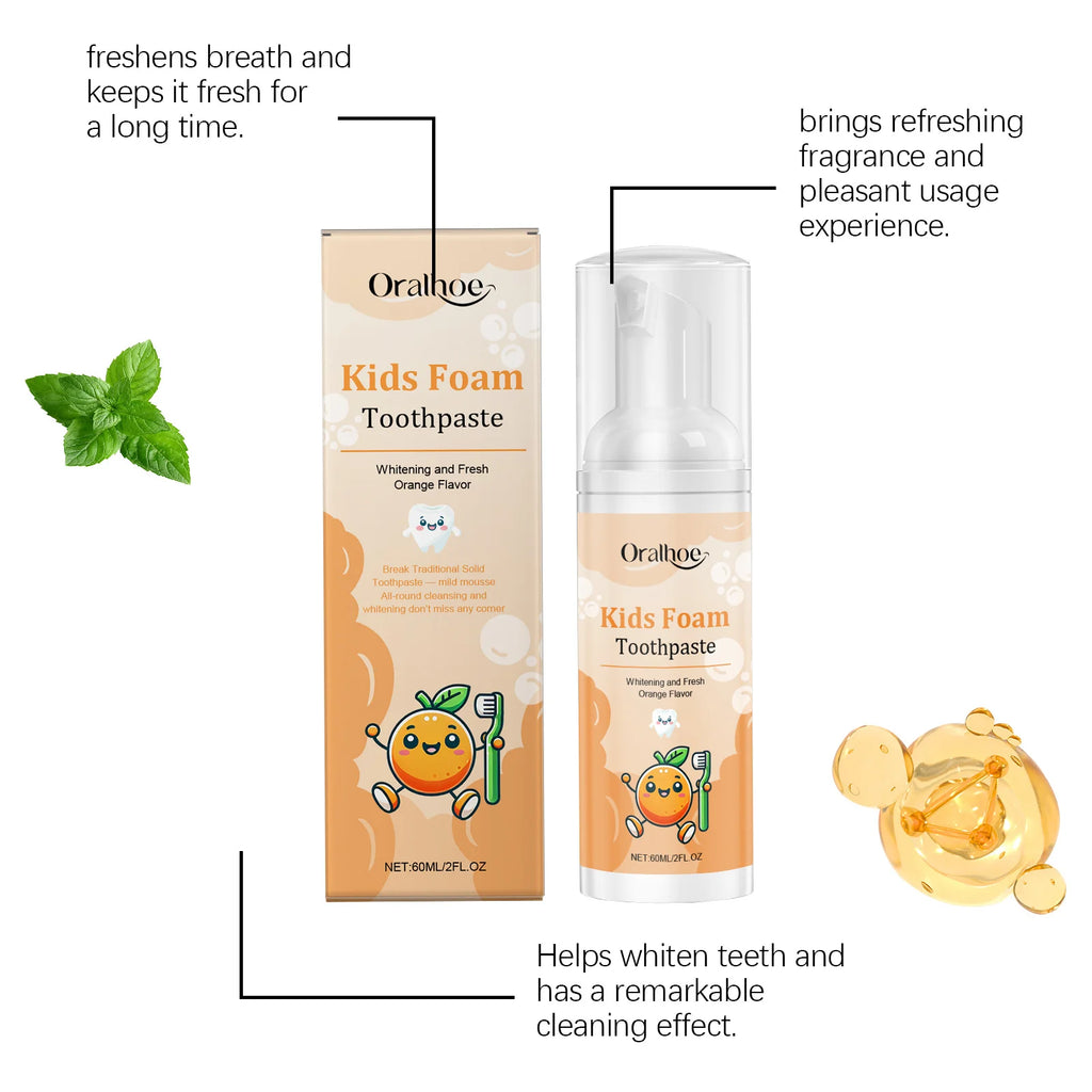 Oralhoe Kids Foam Toothpaste Sweet Orange Flavor 114g Kids Foam Toothpaste SWANS