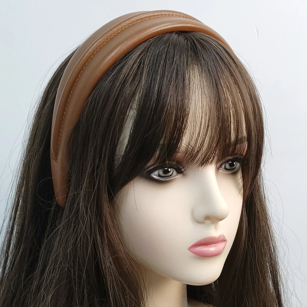Retro Layered Leather Headband with Clip for Women Hair Headband SWANS