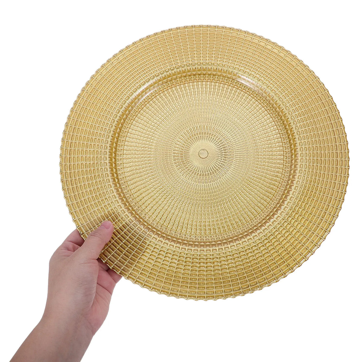Glass Charger Plates 12.7" Gold Rim – Wedding & Banquet Decor Glass Charger Plates SWANS