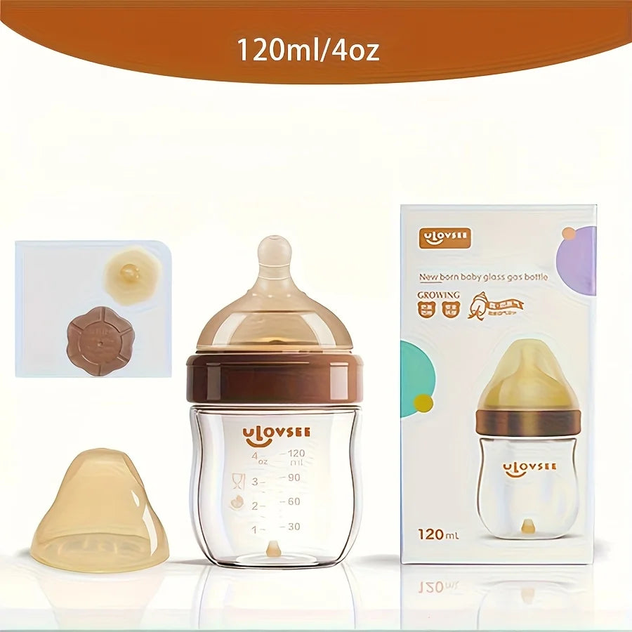 SWANS Glass Baby Bottle Wide Neck Anti-Colic Silicone Nipple 160ml Glass Baby Bottle SWANS 120ML