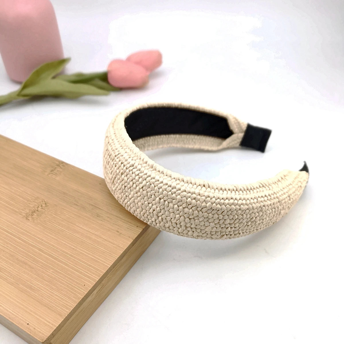 Woven Straw Hair Hoops for Women – Boho Headband 2-Pack Hair Headband SWANS 07