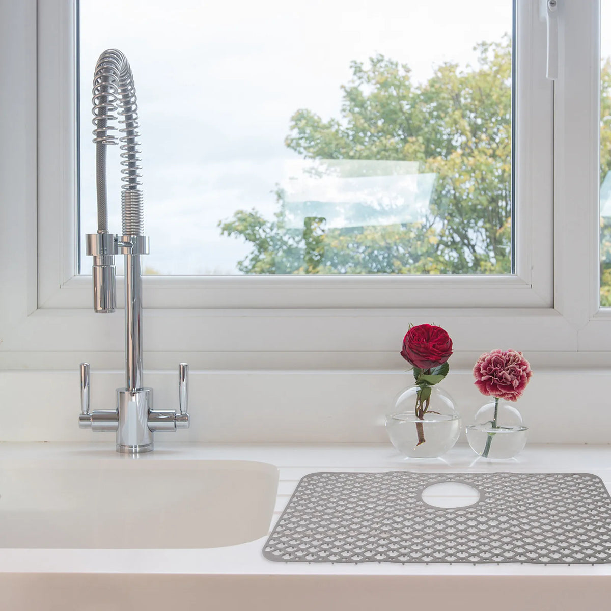 Silicone Kitchen Sink Mat & Dish Drying Drain Pad – Grey 26x14 Sink Drain Mat SWANS other other