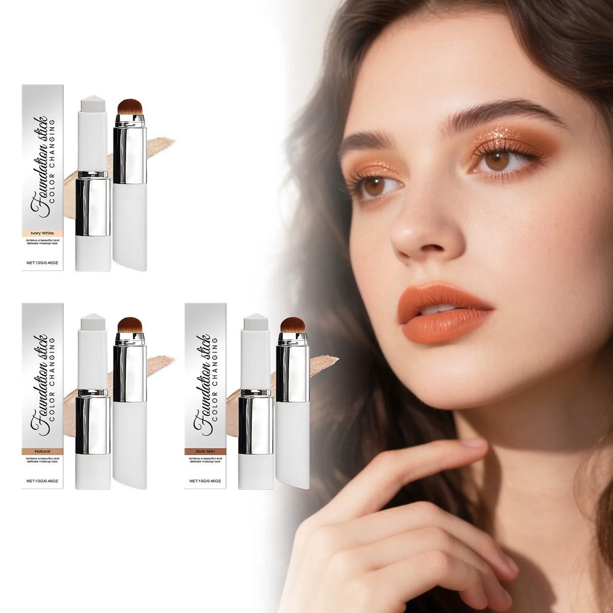 Temperature Color-Changing Foundation Stick with Built-In Brush Foundation Stick SWANS