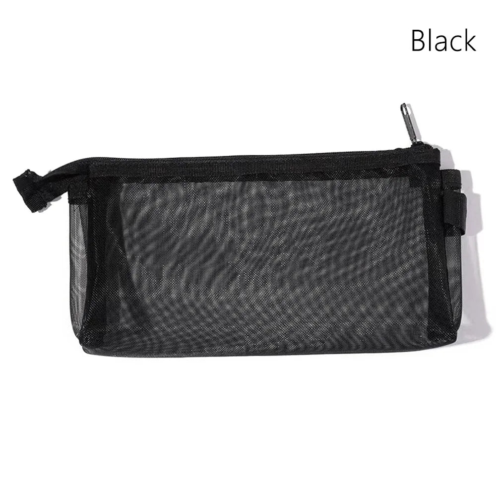 Transparent Mesh Makeup Bag – Portable Cosmetic Organizer Cosmetic Makeup Bag SWANS Black