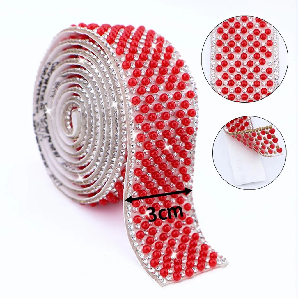 Self-Adhesive Pearl Rhinestone Trim Tape for DIY Crafts Rhinestone Trim Tape SWANS 14-91.44x3 cm