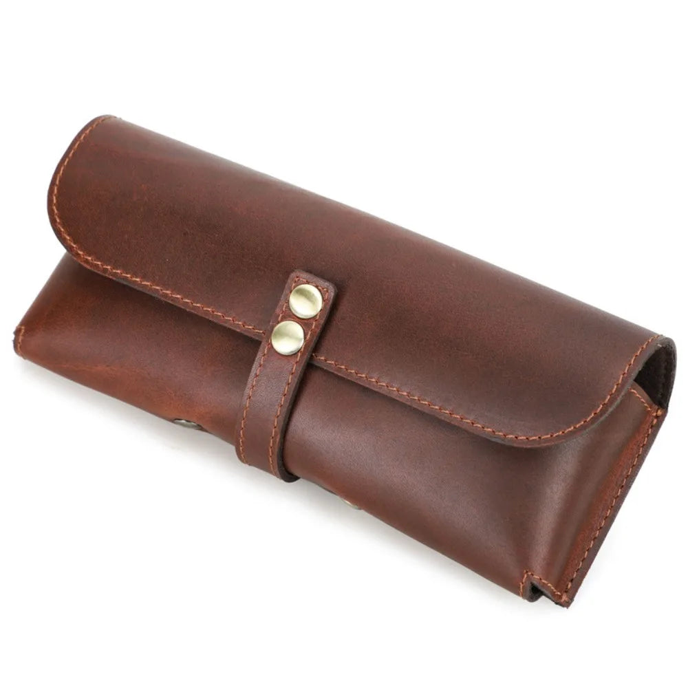 Genuine Leather Glasses Case – Retro Travel Sunglasses Pouch Leather Glasses Case SWANS Coffee