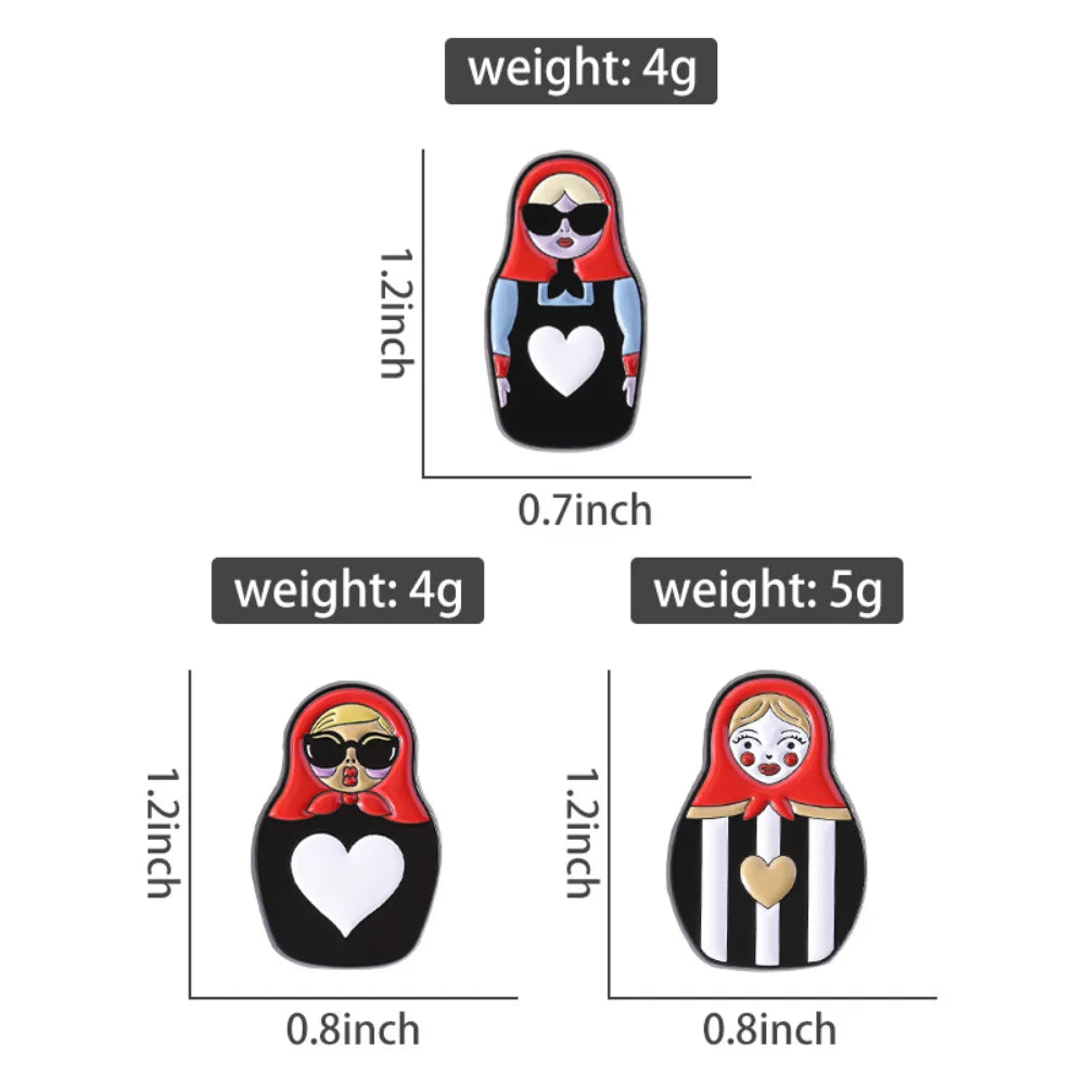 Russian Nesting Doll Brooch – Zinc Alloy Cartoon Badge Pin Fashion Brooch Pin SWANS