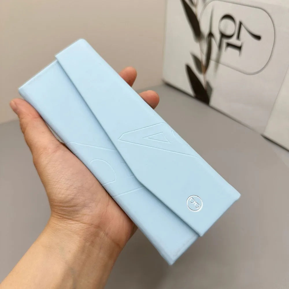 Retro Foldable Leather Glasses Case – Triangle Sunglasses Box Eyewear Glasses Case SWANS Light Blue