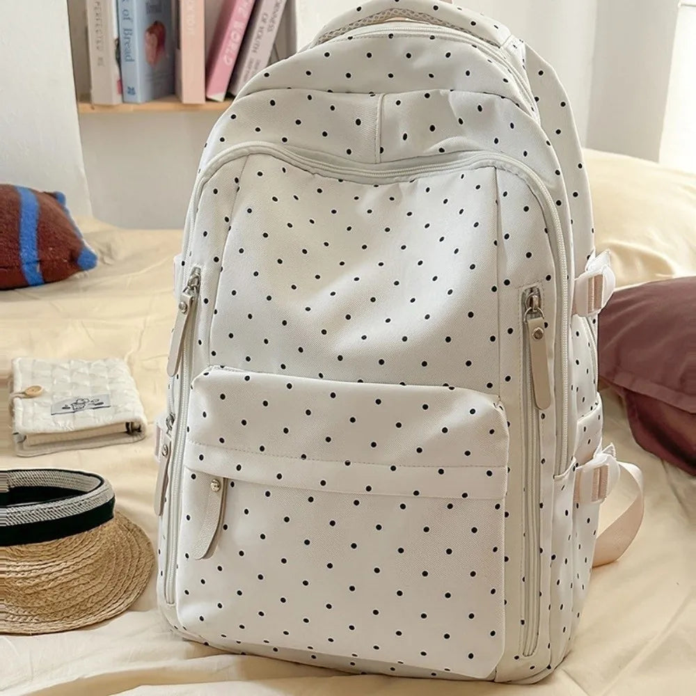 Nylon Polka Dot Backpack – Large Capacity Waterproof Daypack Nylon Backpack SWANS