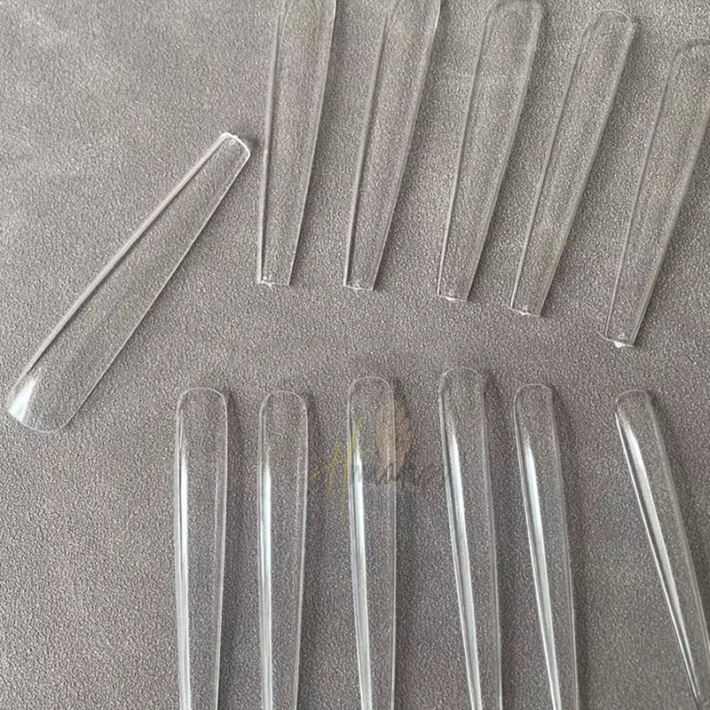 5XL Extra Long Coffin False Nail Tips – 60pcs Clear Acrylic False Nail Tips SWANS