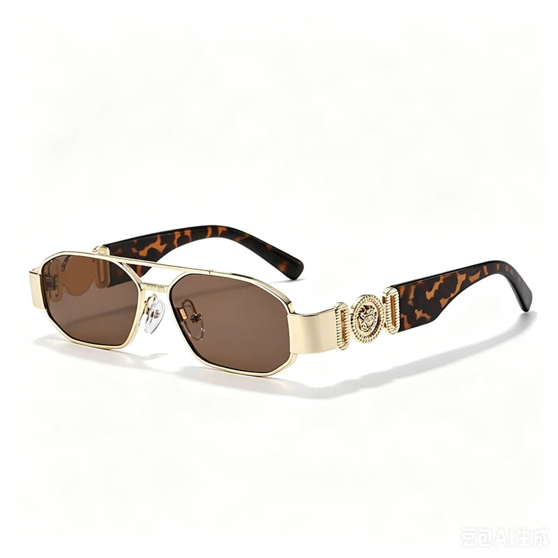 Y2K Steampunk Irregular Sunglasses Double Bridge Unisex Steampunk Sunglasses SWANS