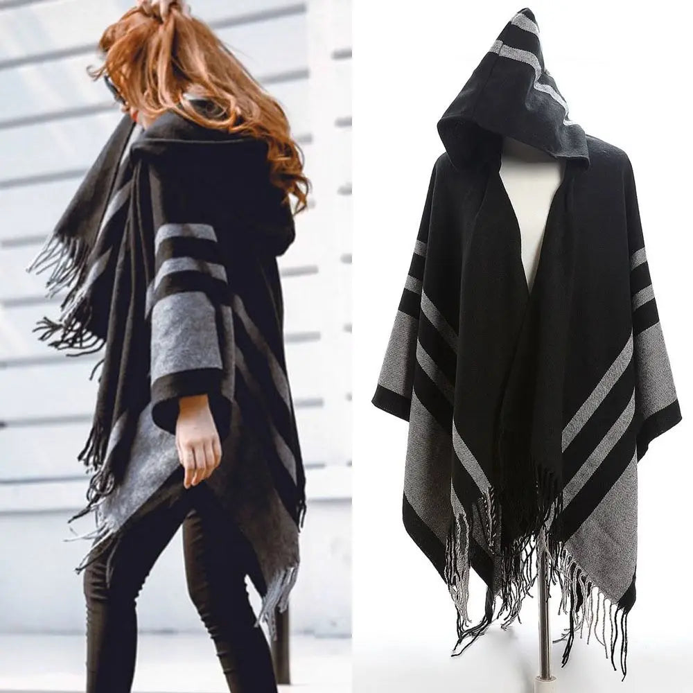 Women's Hooded Fleece Shawl – Warm Cashmere-Style Winter Wrap Hooded Shawl Wrap SWANS