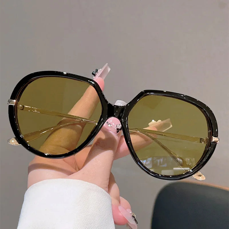 Y2K Oversized Pilot Sunglasses Unisex UV400 Vintage Shades Fashion Sunglasses SWANS Black Yellow