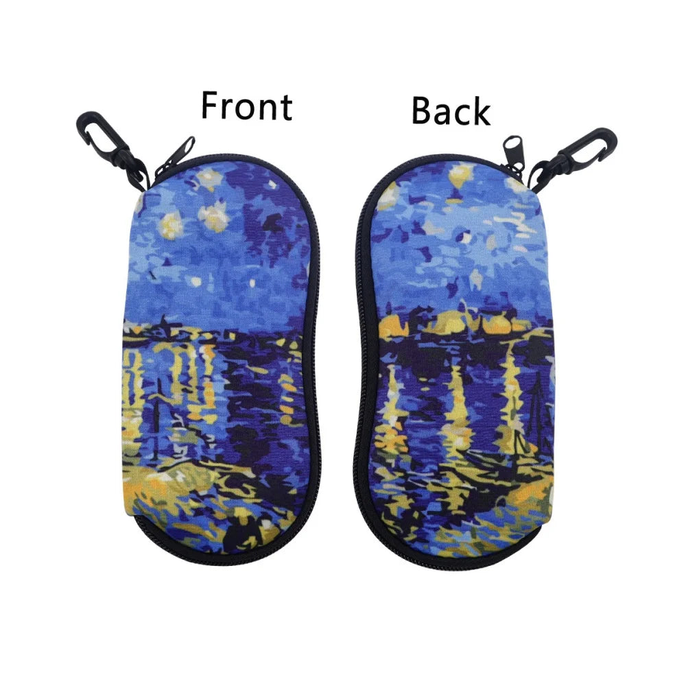 Van Gogh Art Zipper Eyeglass Case – Neoprene Sunglasses Pouch Eyeglass Case SWANS Style 7