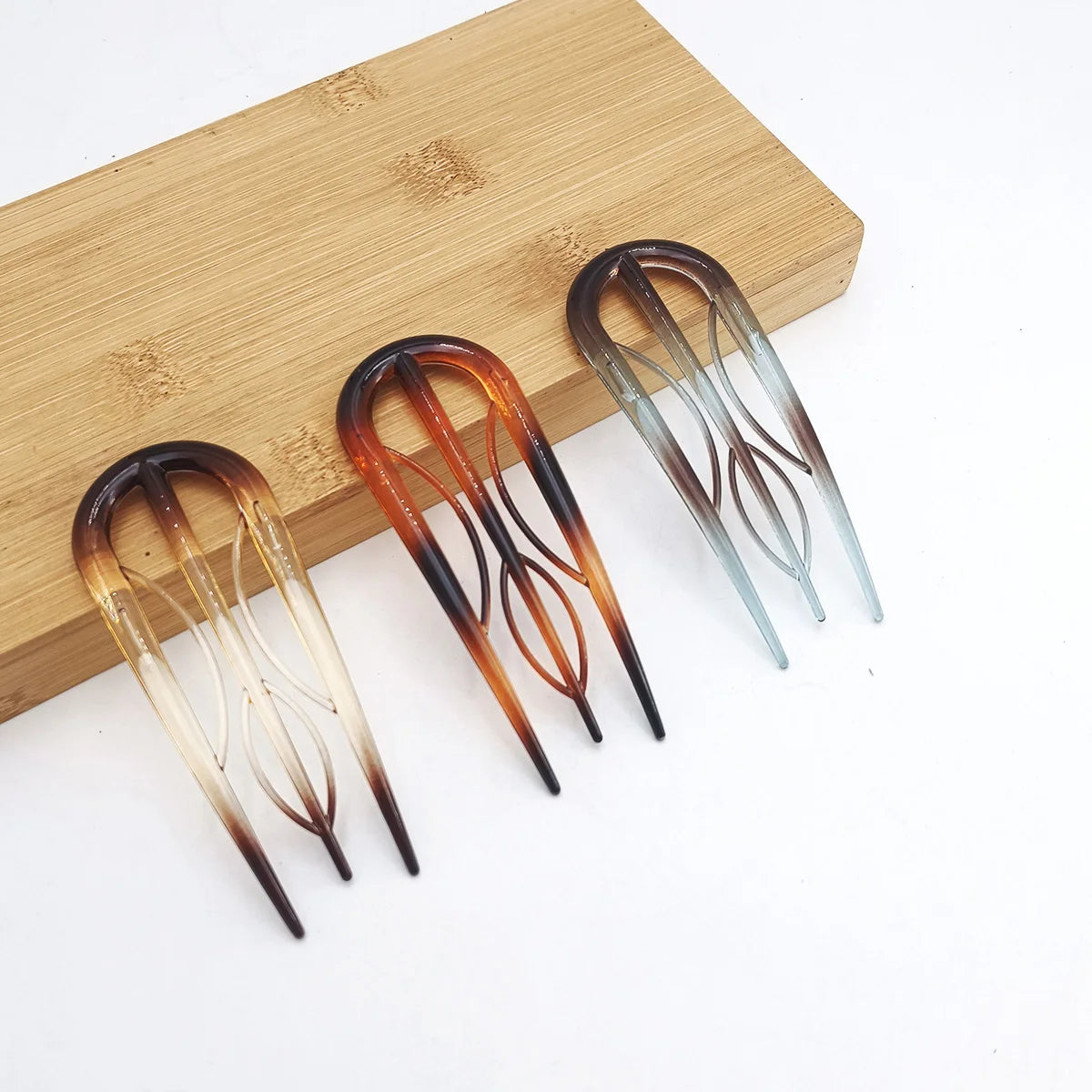 Vintage Branch Hair Forks 3-Teeth Plastic Pins for Women Hair Fork Pins SWANS 3 Pcs C