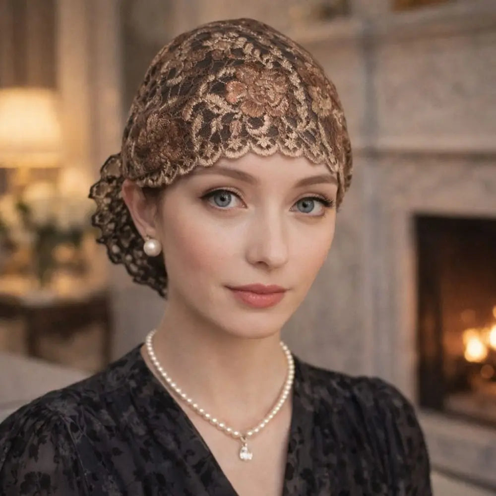 Flower Embroidery Turban Bonnet Hat – Breathable Full Coverage Turban Bonnet Hat SWANS