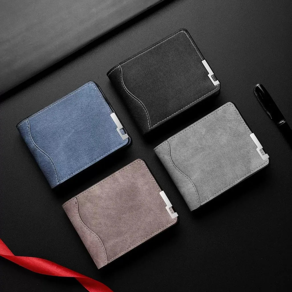 Men's Slim Bifold Wallet – Lightweight PU Canvas Horizontal Bifold Wallet SWANS