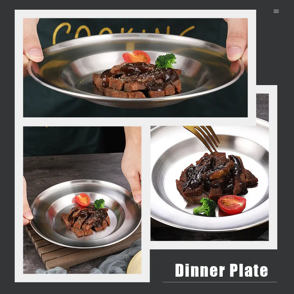 WINOMO Stainless Steel Dinner Plate & Serving Tray 20/26cm Serving Tray Plate SWANS