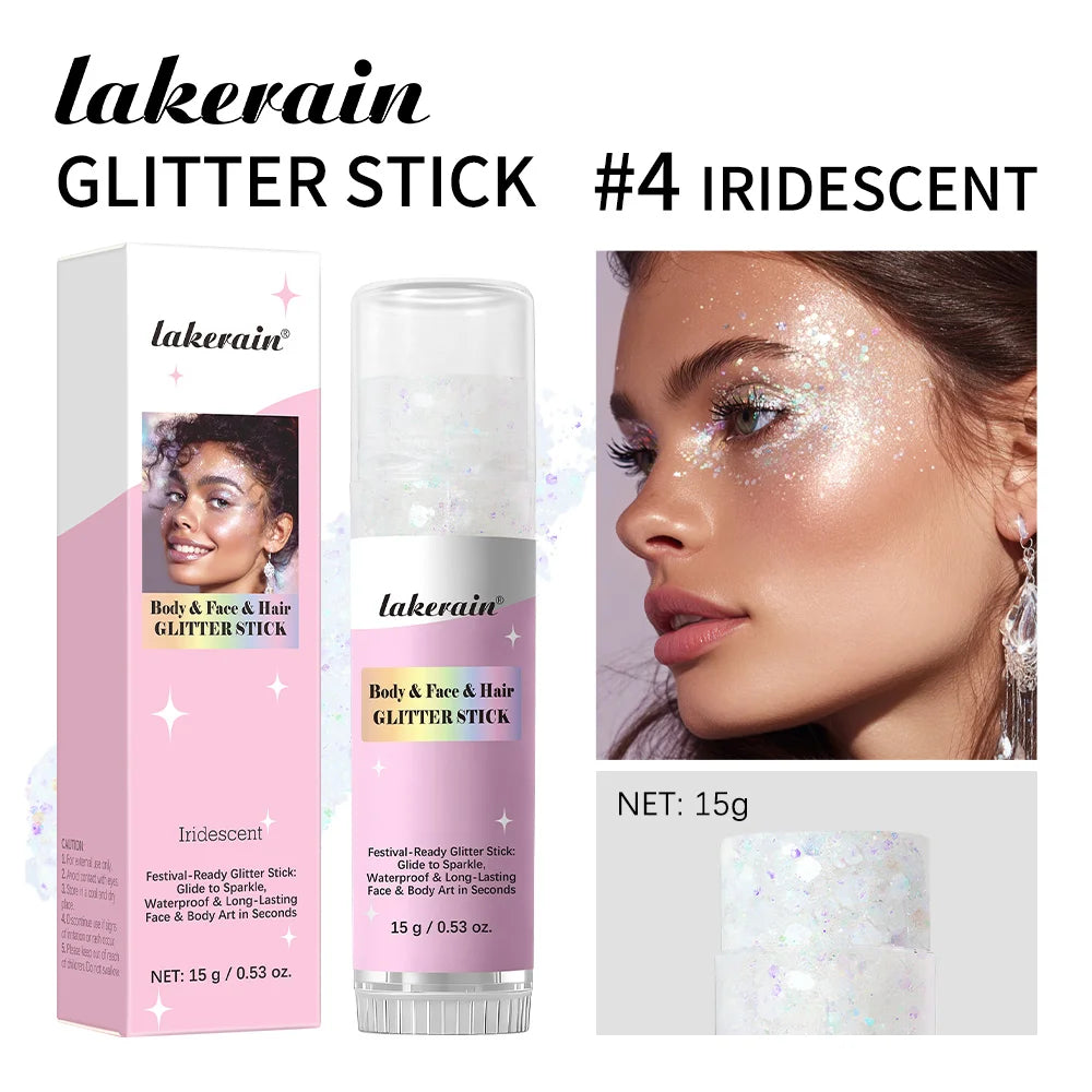 Lakerain Body Glitter Stick – Waterproof Sparkling Gel Makeup Body Glitter Stick SWANS Iridescent