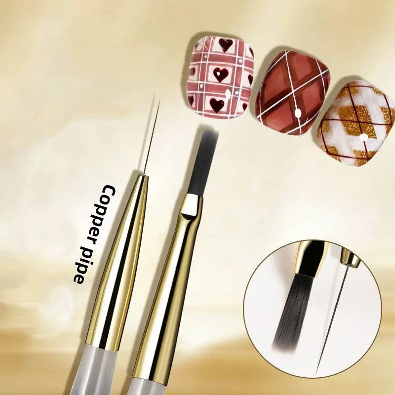 YOVIP Dual-End Nail Art Liner & Grid Brush – DIY Design Nail Art Brush SWANS