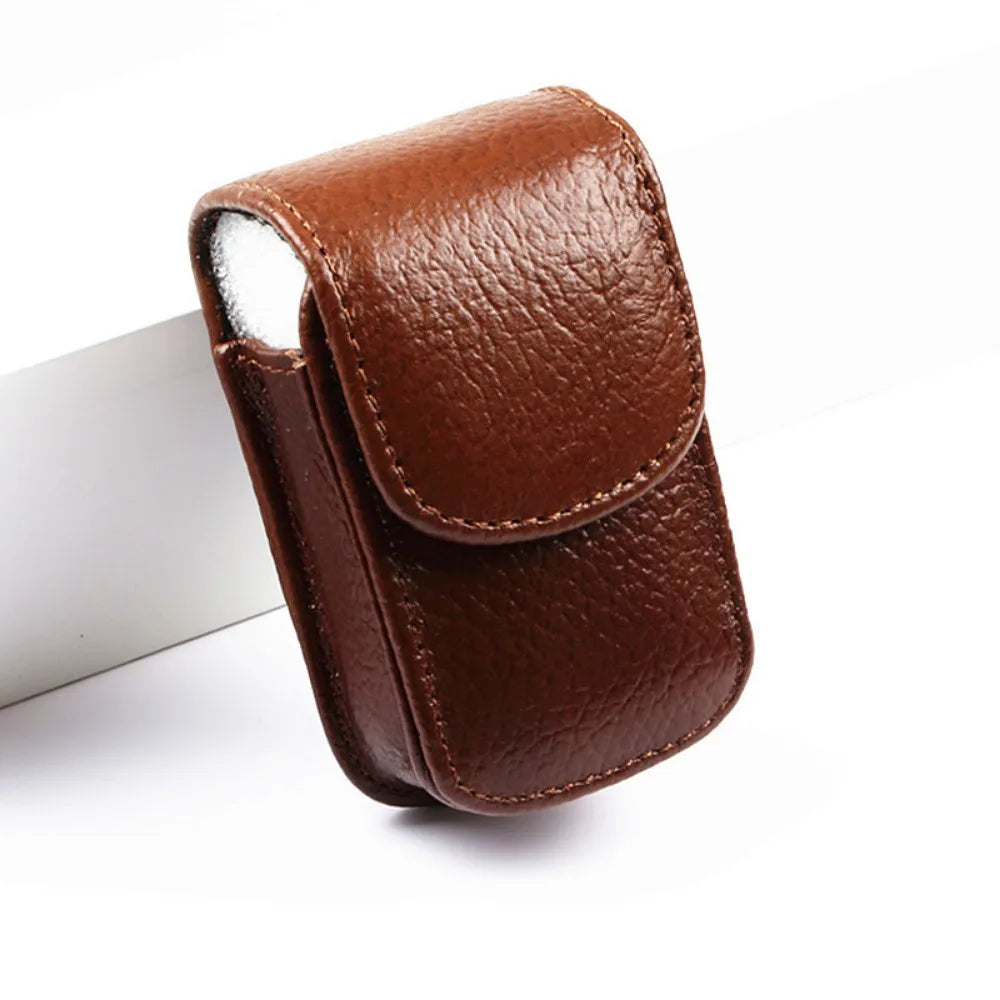 Women's Leather Eyewear Case – Foldable Belt Wearable Glasses Box Eyewear Case SWANS brown-1