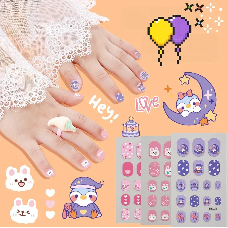 Kids Princess Nail Stickers – Cute Cartoon Animal Nail Decals Kids Nail Stickers SWANS