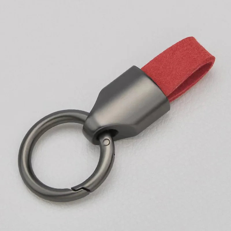 XMSJ Cowhide Leather Keychain Carabiner Belt Clip Key Ring Leather Keychain SWANS B