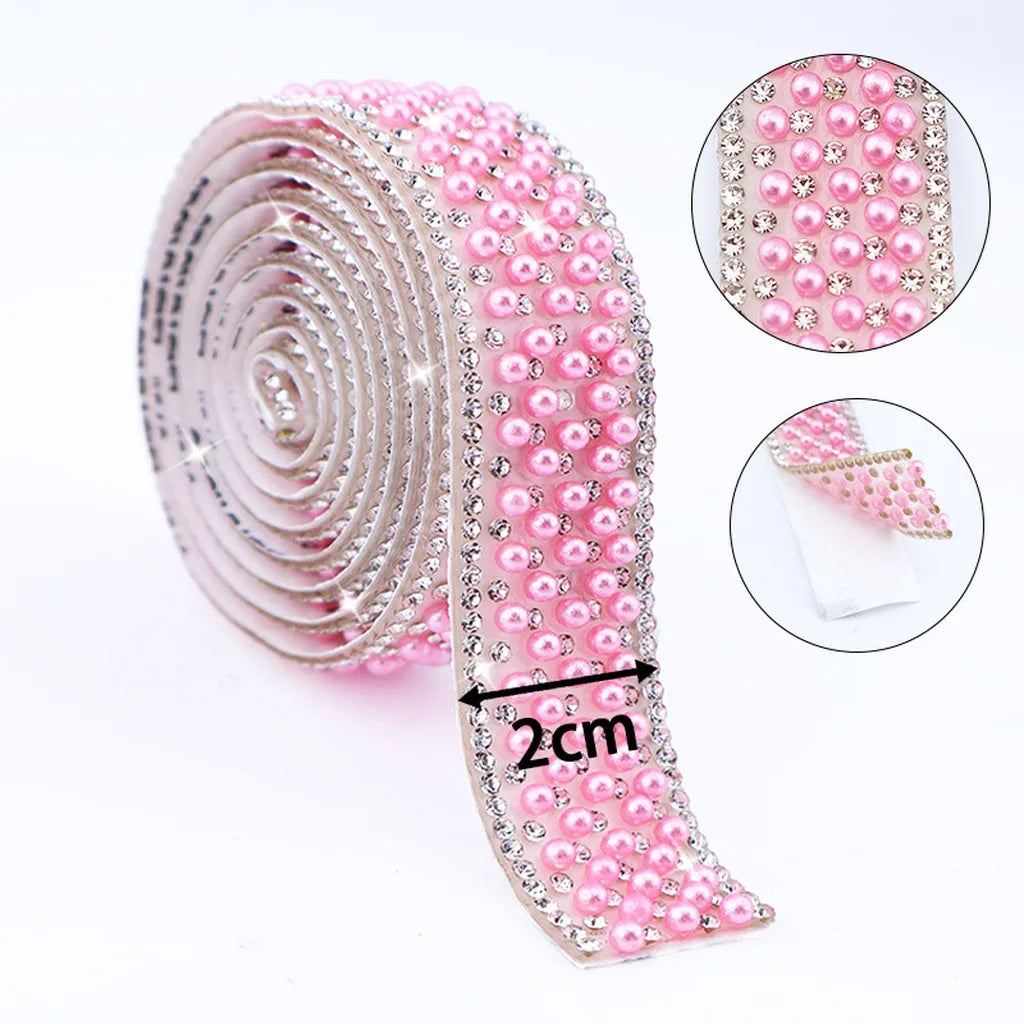 Self-Adhesive Pearl Rhinestone Trim Tape for DIY Crafts Rhinestone Trim Tape SWANS 10-91.44x2 cm