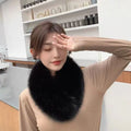Faux Fox Fur Neck Warmer – Double-Sided Loop Scarf & Collar Fur Neck Warmer SWANS Black