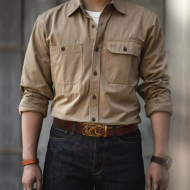 Men's Split Leather Ratchet Belt – Adjustable Alloy Buckle Men's Leather Belt SWANS