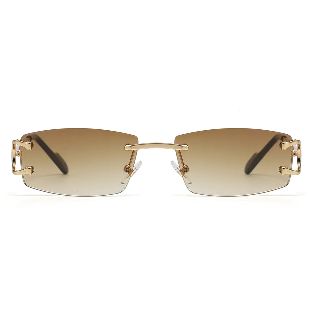 TOYEARN Vintage Rimless Rectangle Sunglasses UV400 Unisex Fashion Sunglasses SWANS
